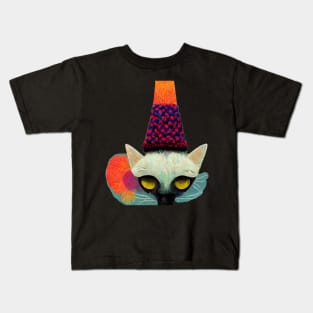 Surreal, Super cool low res cat weaing a hat,colourful, Kids T-Shirt